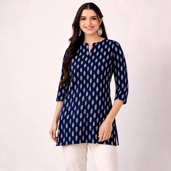 Navy_Printed_Straight_Kurti_For_Women