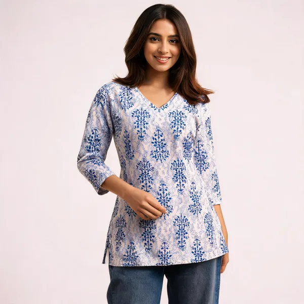 Blue_Floral_Straight_Kurta_For_Women
