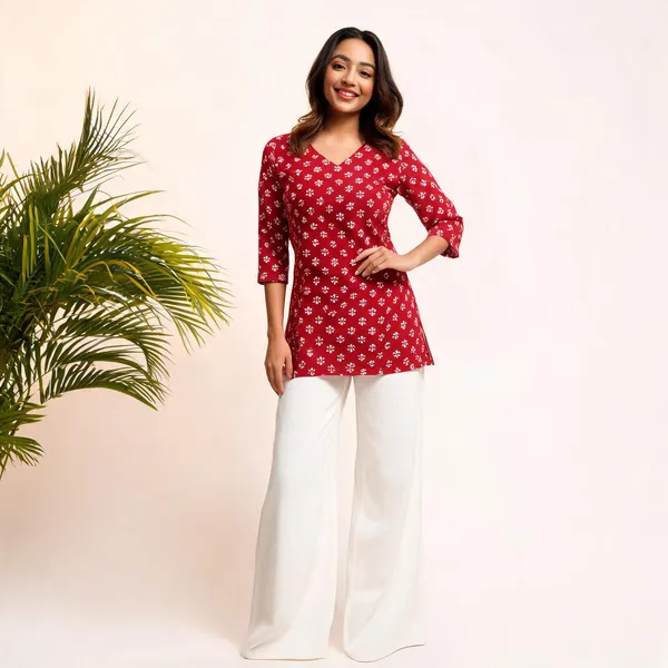 Red_Printed_Straight_Kurti_For_Women