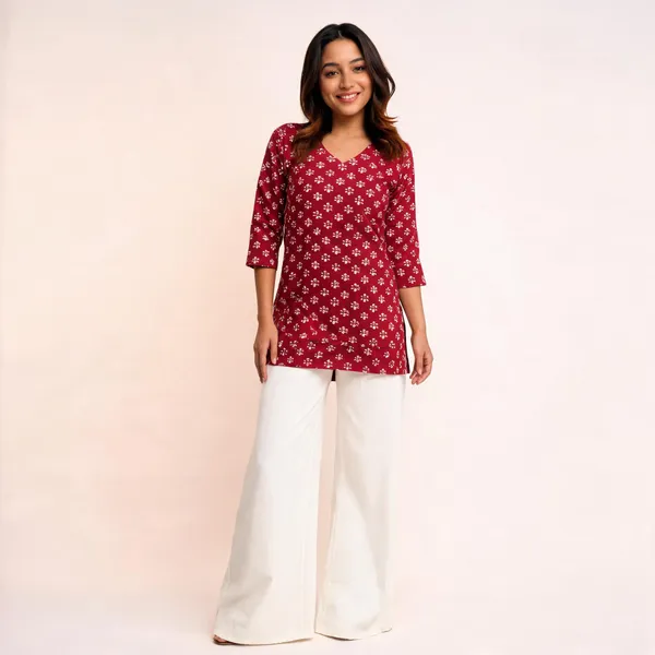Red_Printed_Straight_Kurti_For_Women