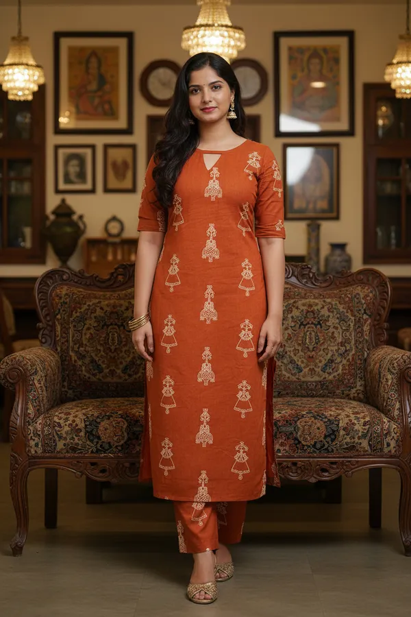 Orange_Straight_Printed_Kurta_For_Women