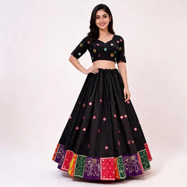 Black_Printed_Flared_Lehenga_Choli_Set_For_Women