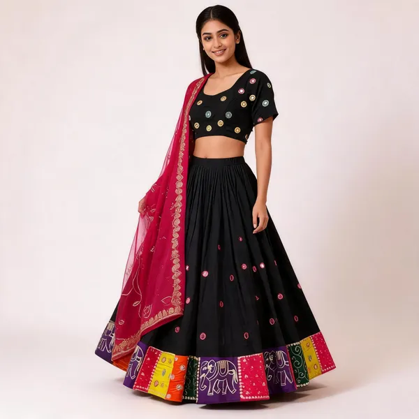 Black_Flared_Lehenga_Choli_Set_For_Women