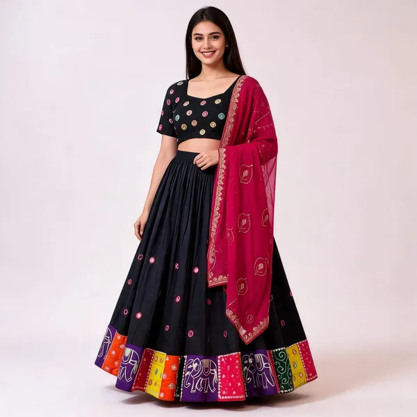 Black_Flared_Lehenga_Choli_Set_For_Women
