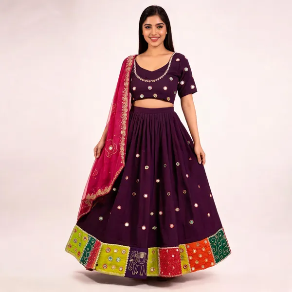 Purple_Embroidered_Lehenga_Choli_Set_For_Women