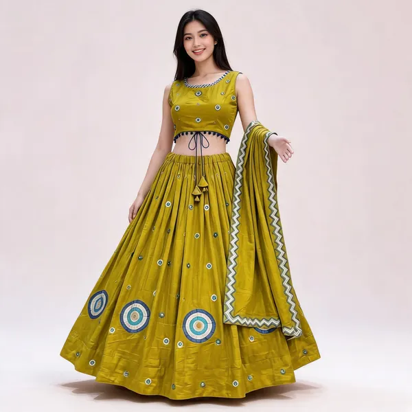 Mustard_Printed_Lehenga_Choli_Set_For_Women