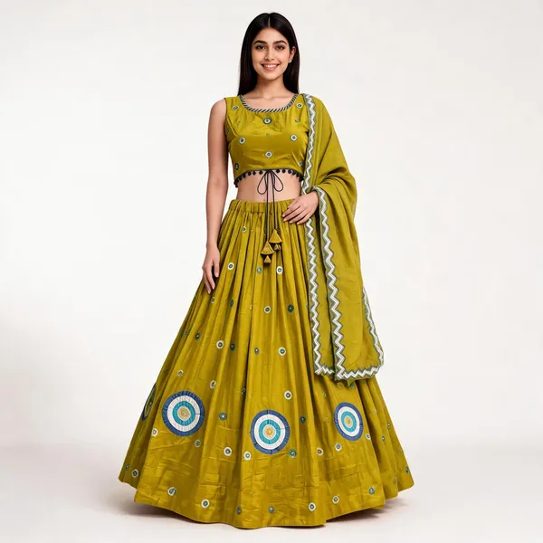 Mustard_Printed_Lehenga_Choli_Set_For_Women