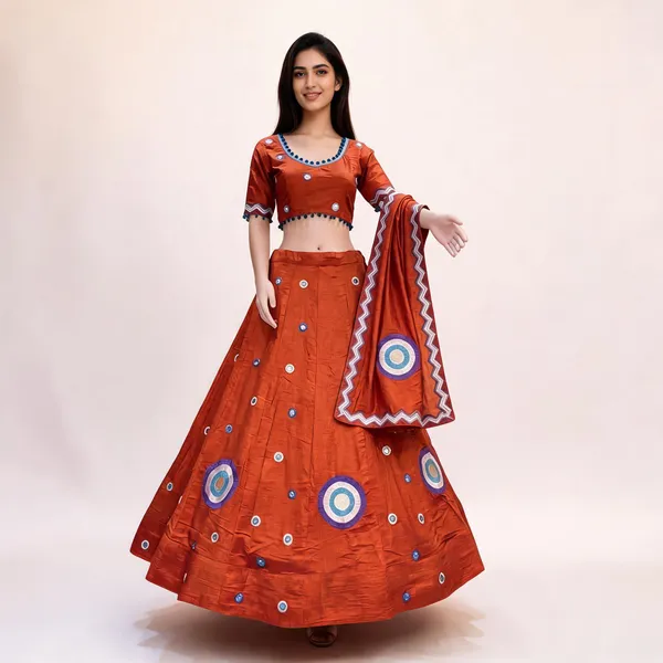 Orange_Embellished_Lehenga_Choli_Set_For_Women