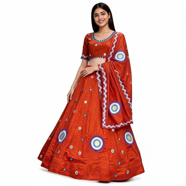 Orange_Embellished_Lehenga_Choli_Set_For_Women