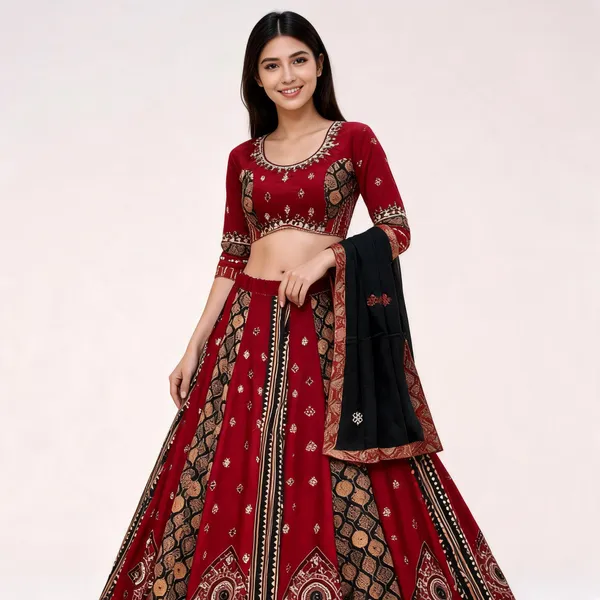Red_Printed_Lehenga_Choli_Set_For_Women