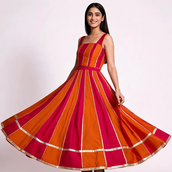 Orange_And_Pink_Flared_Lehenga_Skirt_For_Women