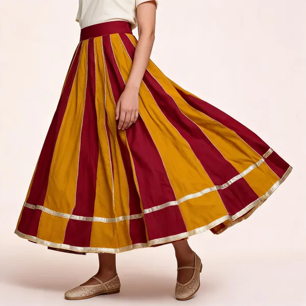 Maroon_And_Mustard_Flared_Ethnic_Skirt_For_Women