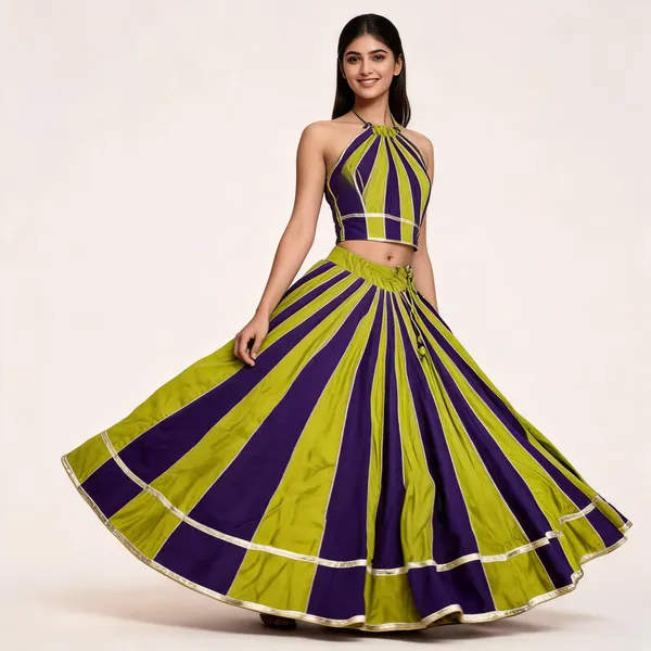 Purple_And_Green_Flared_Lehenga_Skirt_For_Women