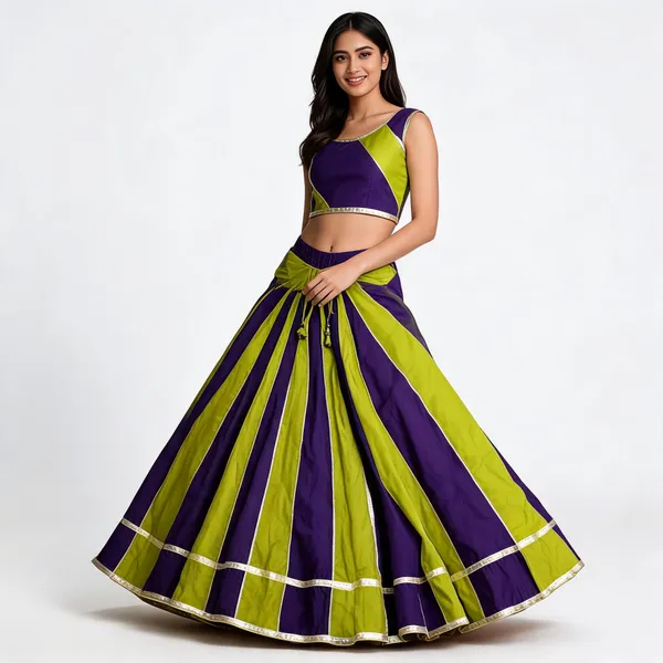 Purple_And_Green_Flared_Lehenga_Skirt_For_Women