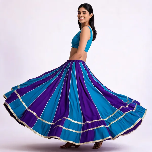 Turquoise_Satin_Flared_Lehenga_Skirt_For_Women