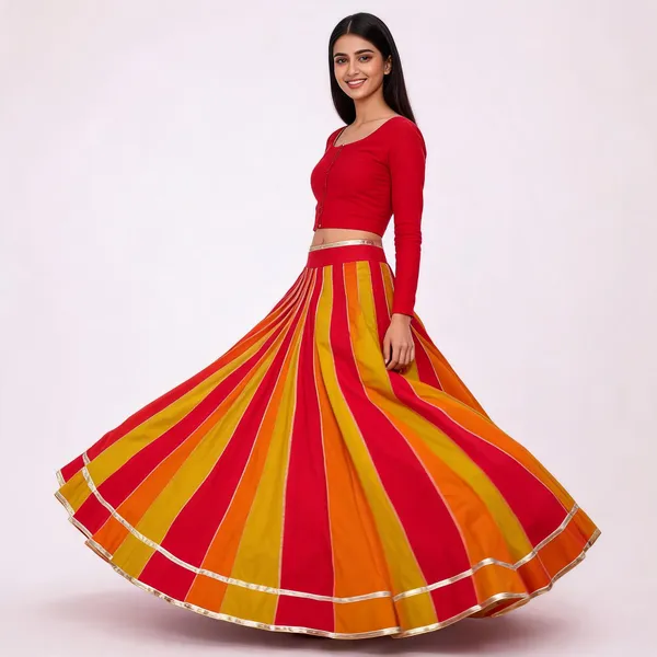 Multicolour_Flared_Lehenga_Set_For_Women