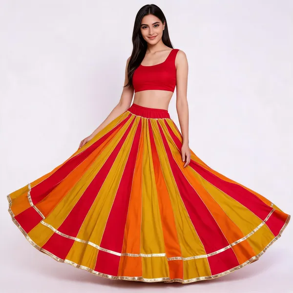 Multicolour_Flared_Lehenga_Set_For_Women
