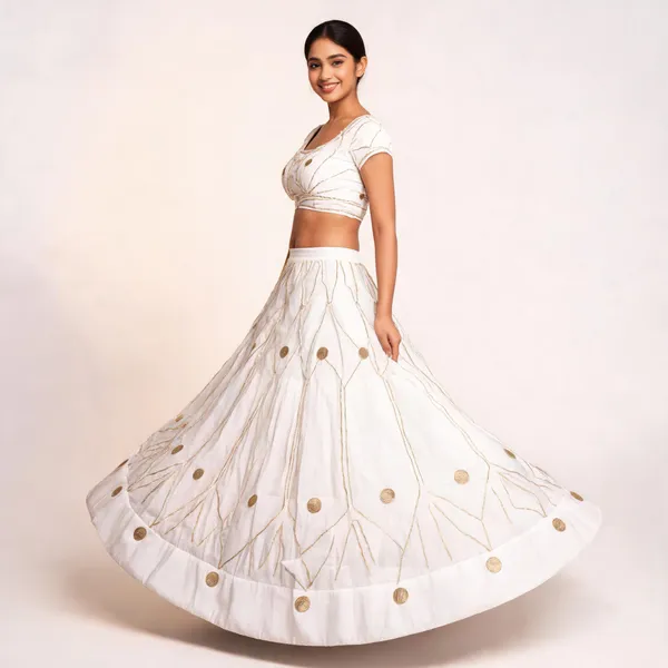 White_Gold_Embellished_Flared_Lehenga_Skirt_For_Women