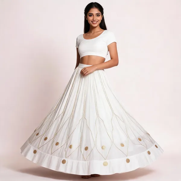 White_Gold_Embellished_Flared_Lehenga_Skirt_For_Women