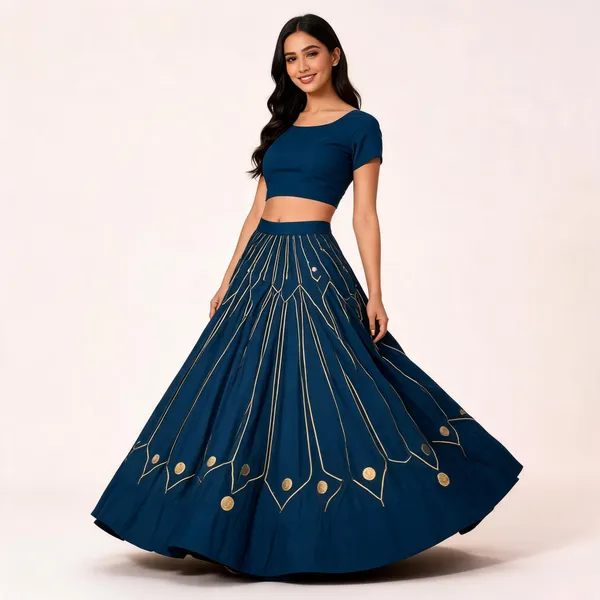 Blue_Embroidered_Flared_Lehenga_Skirt_For_Women