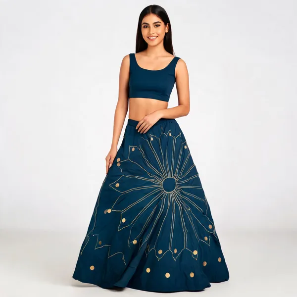 Blue_Embroidered_Flared_Lehenga_Skirt_For_Women