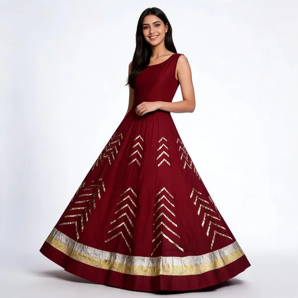 Maroon_Flared_Embellished_Lehenga_Skirt_For_Women