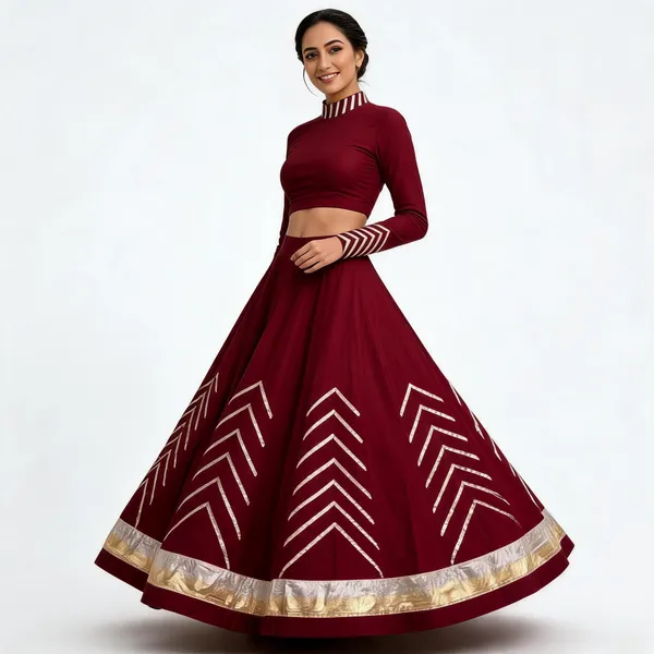 Maroon_Embroidered_Flared_Lehenga_Choli_For_Women