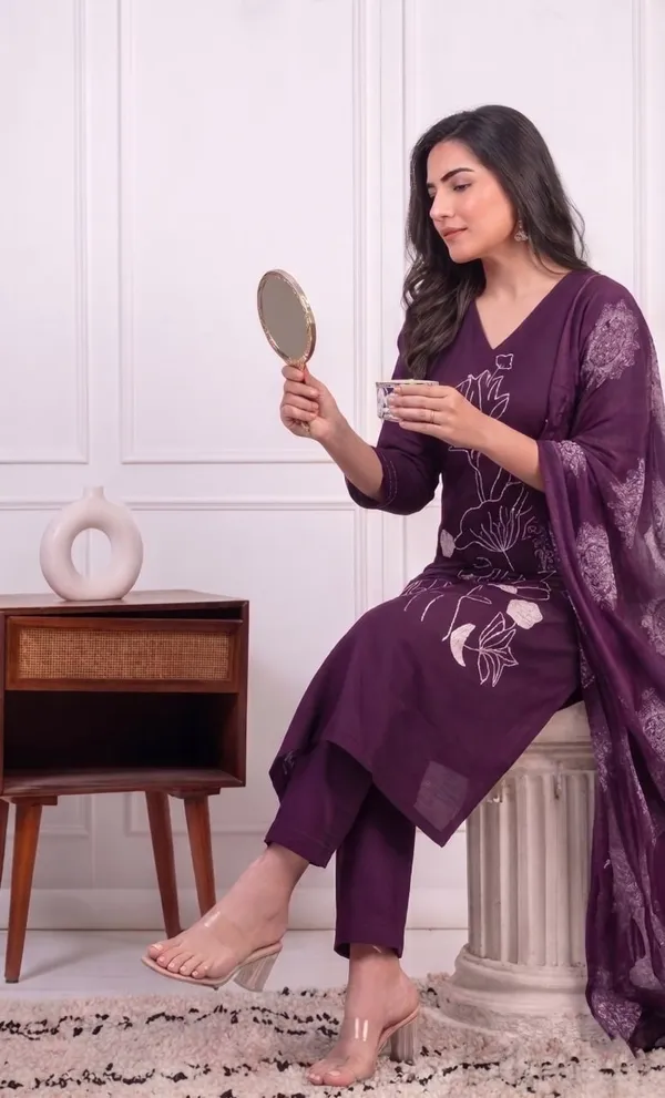 Purple_Printed_Kurta_Set_For_Women