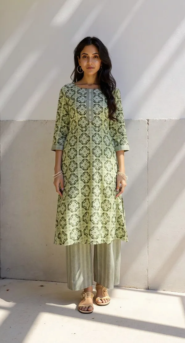 Green_Printed_Straight_Kurta_Set_For_Women