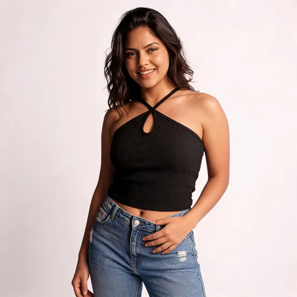 Black_Ribbed_Halter_Crop_Top_For_Women