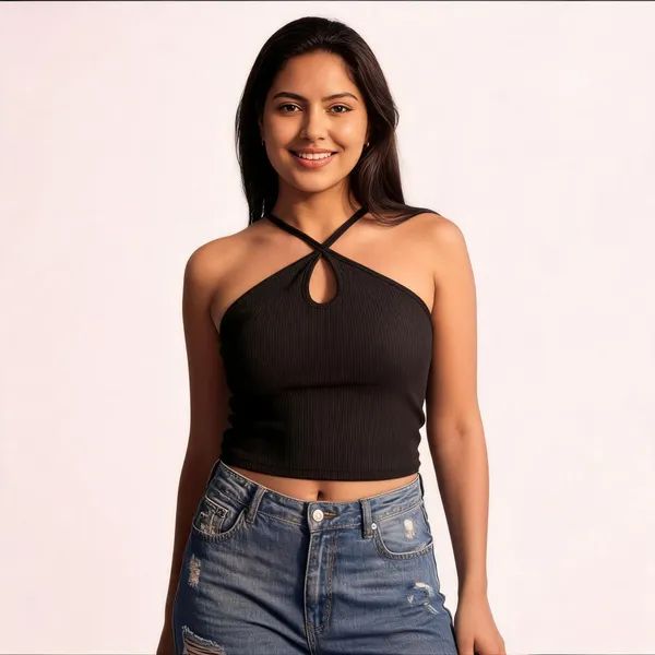 Black_Ribbed_Halter_Crop_Top_For_Women