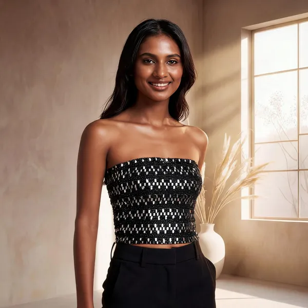 Black_Sequin_Strapless_Crop_Top_For_Women