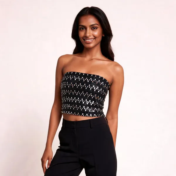 Black_Sequin_Strapless_Crop_Top_For_Women