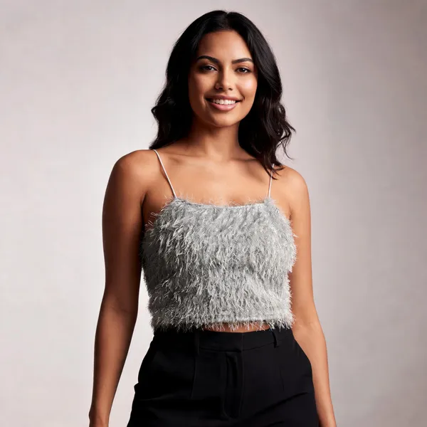 Grey_Textured_Spaghetti_Strap_Top_For_Women