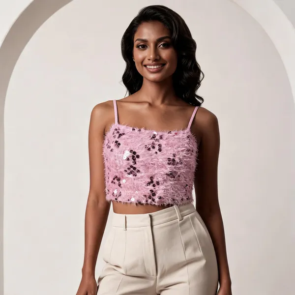 Pink_Sequin_Slim_Fit_Crop_Top_For_Women