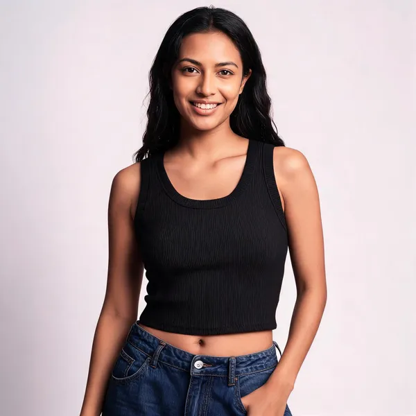 Black_Ribbed_Fitted_Crop_Top_For_Women