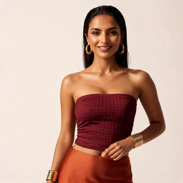 Maroon_Textured_Fitted_Tube_Top_For_Women