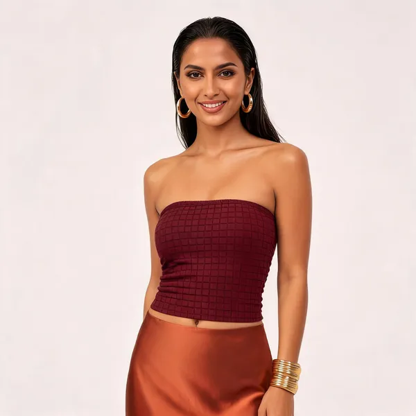 Maroon_Textured_Fitted_Tube_Top_For_Women