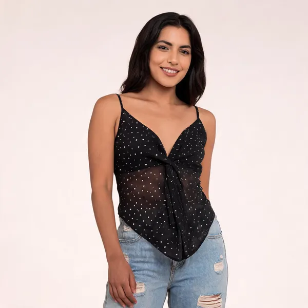 Black_Polka_Dot_Tie_Front_Cami_Top_For_Women