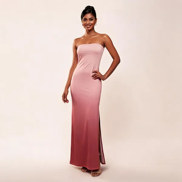 Pink_Strapless_Fitted_Maxi_Dress_For_Women