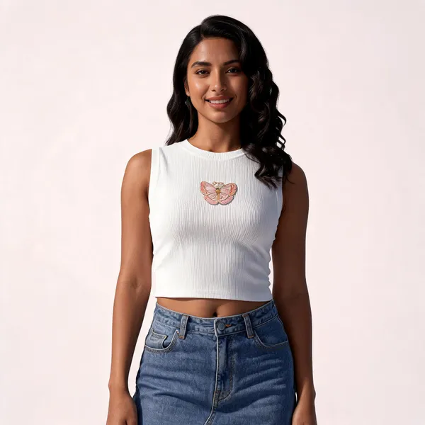 White_Ribbed_Sleeveless_Crop_Top_For_Women