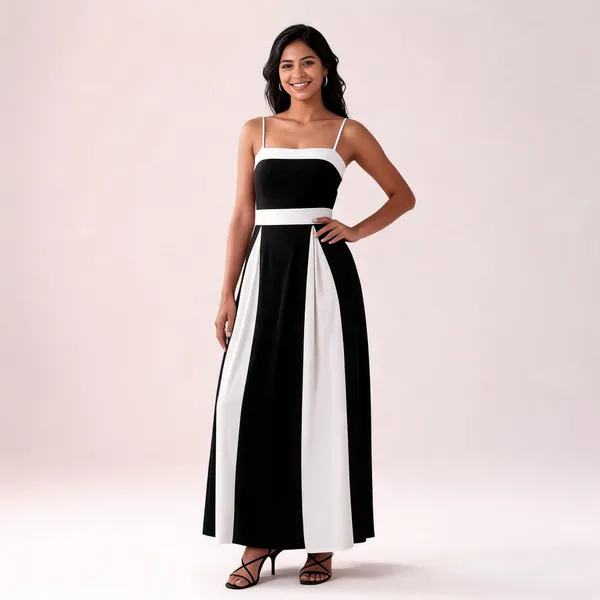Black_And_White_Color_Block_Maxi_Dress_For_Women