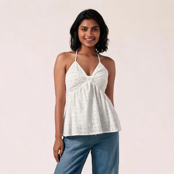 White_Eyelet_Tie-Strap_Top_For_Women