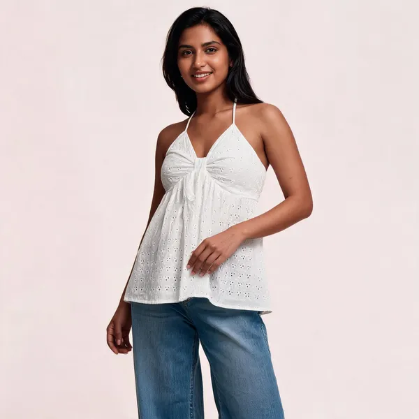 White_Eyelet_Tie-Strap_Top_For_Women