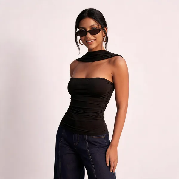 Black_Ruched_Strapless_Top_For_Women