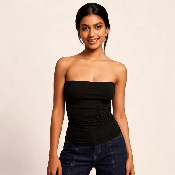 Black_Ruched_Strapless_Top_For_Women