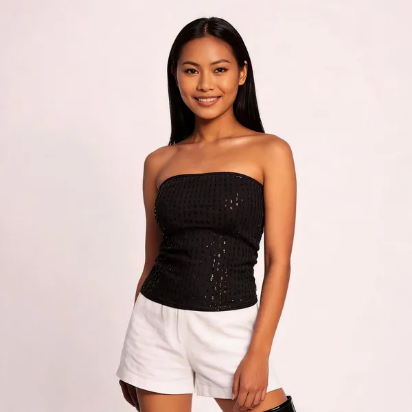 Black_Textured_Fitted_Strapless_Top_For_Women