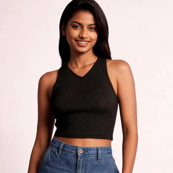Black_Ribbed_Sleeveless_Crop_Top_For_Women