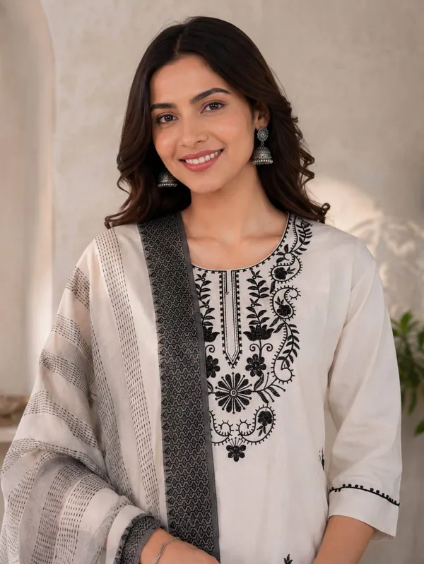White_Embroidered_Kurta_Set_For_Women