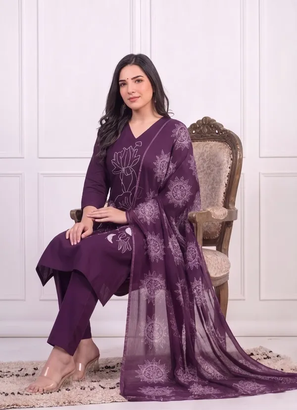 Purple_Printed_Kurta_Set_For_Women